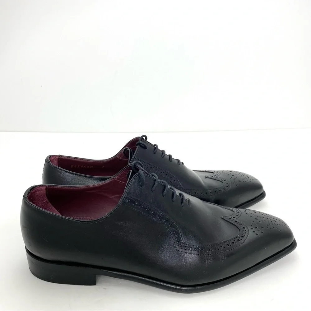 PAUL Stuart Wingtip Oxford leather Dress Shoes Black